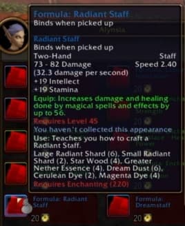 Radiant Staff: A brightly burning wooden stave designed for aggressive spellcasting.