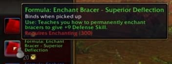 Enchant Bracer - Superior Deflection: Fortifies wrist armor to increase defense ratings.