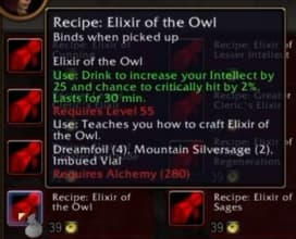 Elixir of the Owl: Focuses intellect and magical precision.