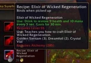 Elixir of Wicked Regeneration: Accelerates natural health recovery significantly in and out of combat.