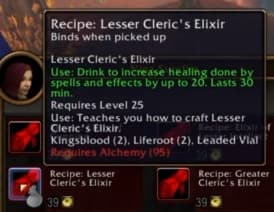Lesser Cleric's Elixir: Amplifies all healing spells cast by the consumer.
