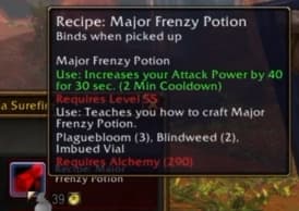 Major Frenzy Potion: Briefly accelerates your attack speed and physical output.