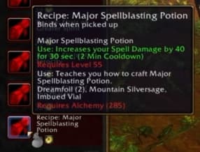 Major Spellblasting Potion: Enhances spellcasting haste and damage for a short burst window.
