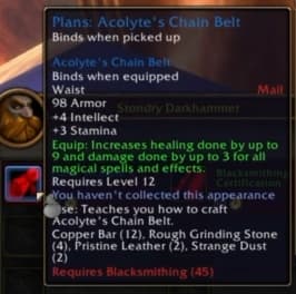 Acolyte's Chain Belt: A sturdy mail waistguard woven for spellcasting fighters.