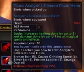 Acolyte's Silvered Chain Helm: Core silvered chain pieces providing robust magical enhancement.