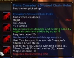 Crusader's Silvered Chain Helm: Heavy silvered chain forged to empower both physical strikes and spell power.