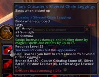 Crusader's Silvered Chain Leggings: Heavy silvered chain forged to empower both physical strikes and spell power.