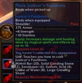 Justicar's Pauldrons: Imposing plate components built for holy crusaders.