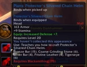 Protector's Silvered Chain Helm: Mail pieces optimized for frontline tanking hybrids.