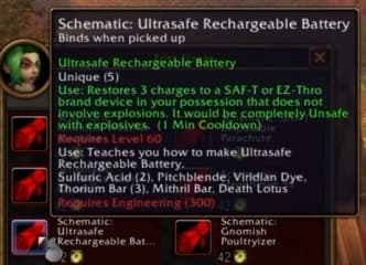 Ultrasafe Rechargeable Battery: A reusable power source used to replenish charges on depleted engineering devices.