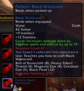 Black Waistcord: Dark cloth accessories tailored for aspiring shadow weavers.