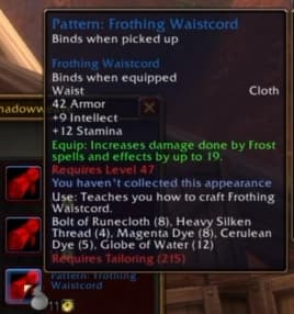 Frothing Waistcord: Chilly, ice-infused cloth components built for frost spellcasters.