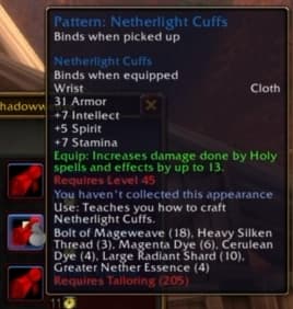 Netherlight Cuffs: Radiant cloth accessories channeling divine energy.