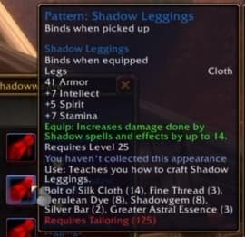 Shadow Leggings: Dark, ominous robes built for practitioners of shadow arts.