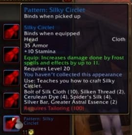 Silky Circlet: Smooth, cold-resistant garments tailored for frost mages.